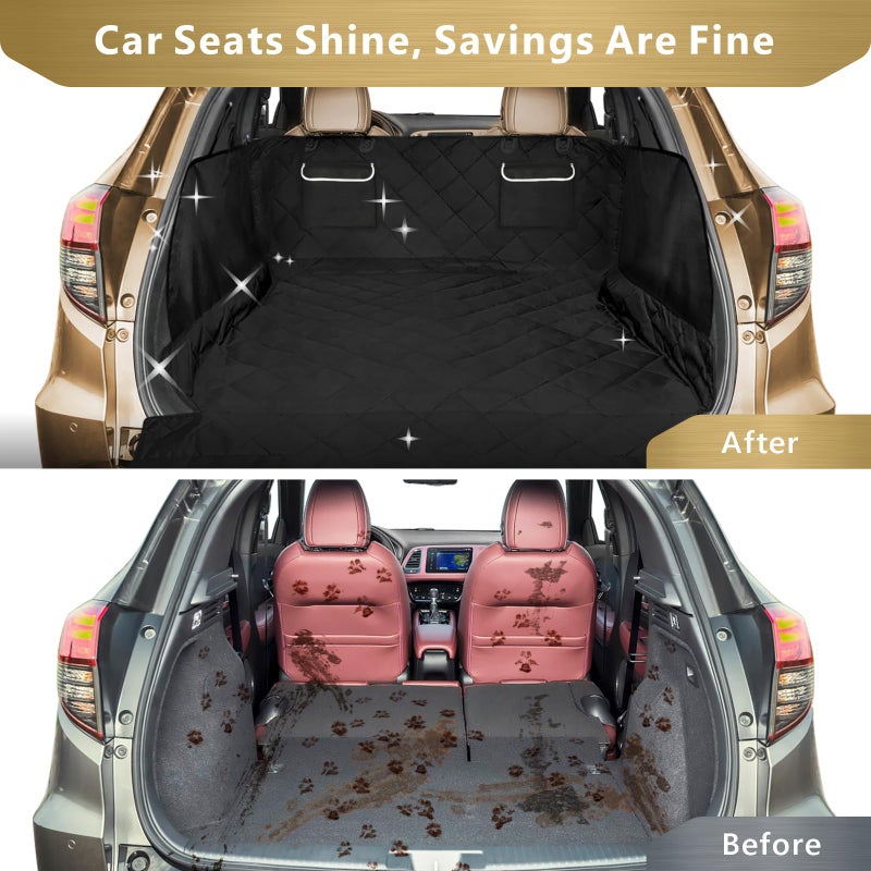 F-color SUV Cargo Liner for Dogs - Waterproof Pet Cargo Liner with Side Flaps, Comfort Dog Cargo Cover with Bumper Flap 2 Pockets, Scrachproof Non-Slip for Large SUVs Sedans Vans, Black - Image 3